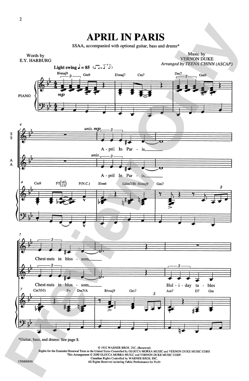 April in Paris: SSAA Choral Octavo
