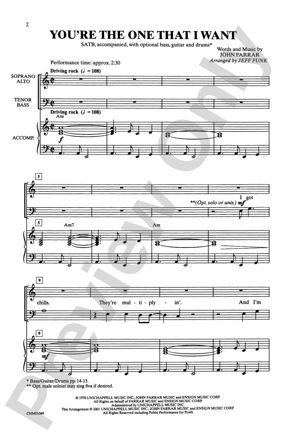 You're the One That I Want: SATB Choral Octavo