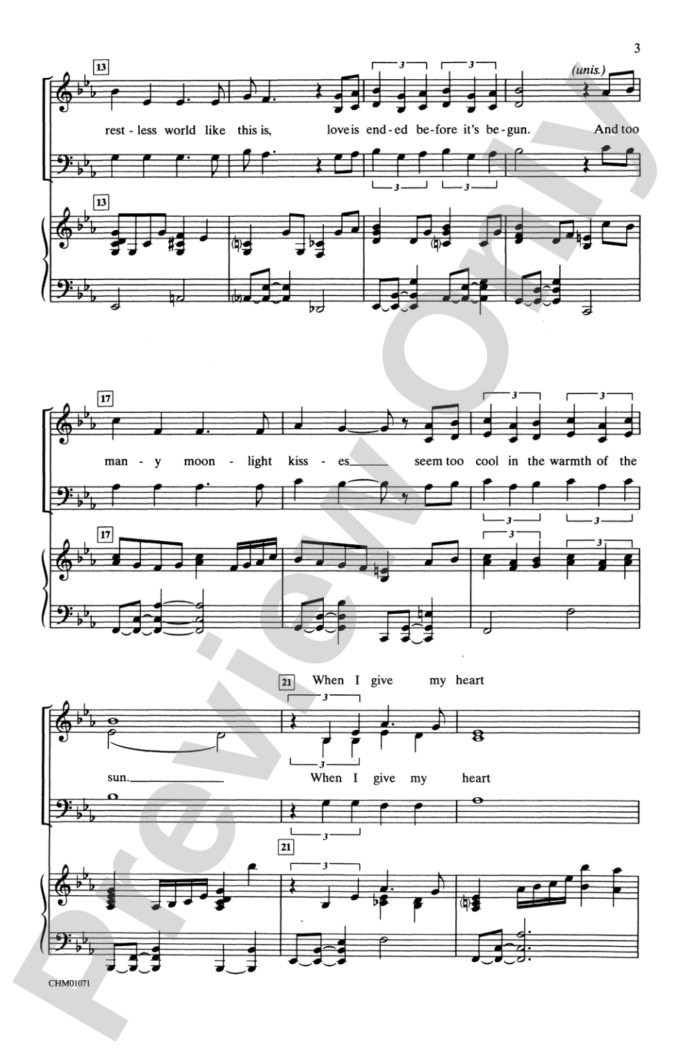 When I Fall in Love: SAB Choral Octavo