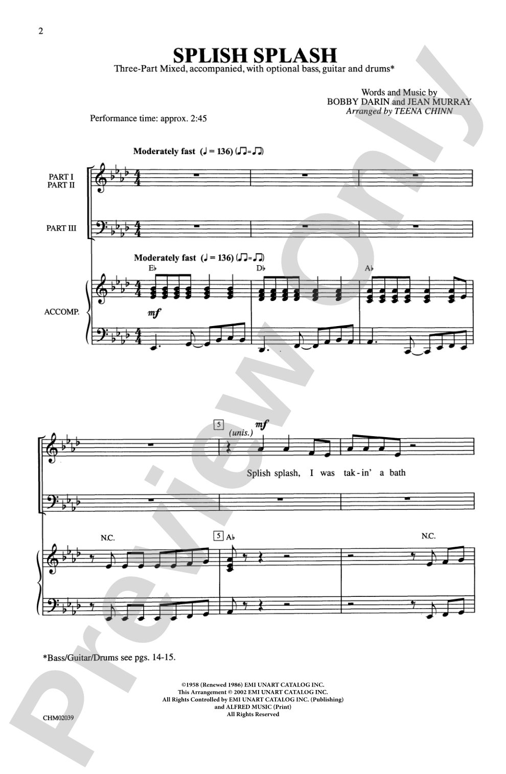 Splish Splash: 3-Part Mixed Choral Octavo