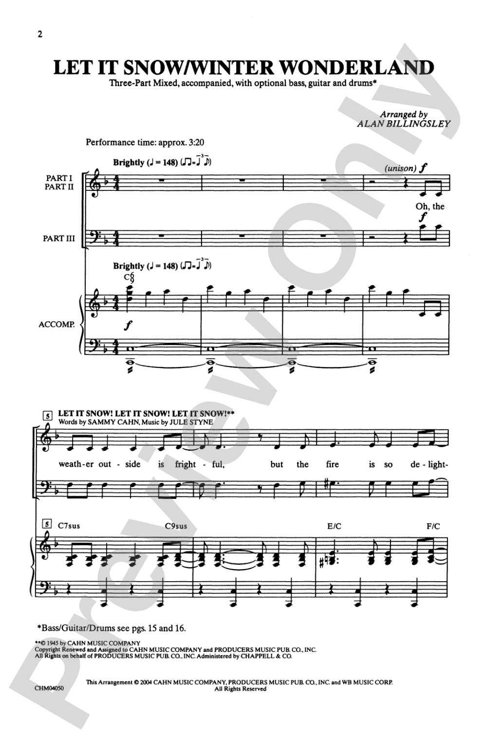 Let It Snow / Winter Wonderland: 3-Part Mixed Choral Octavo