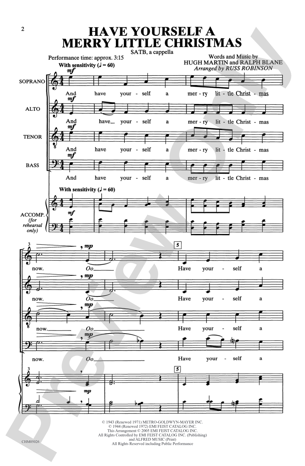 Have Yourself a Merry Little Christmas: SATB, <I>a cappella</I> Choral Octavo