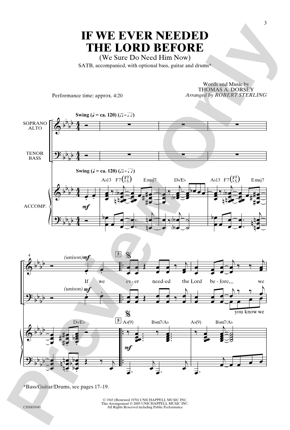 If We Ever Needed the Lord Before (We Sure Do Need Him Now): SATB Choral Octavo