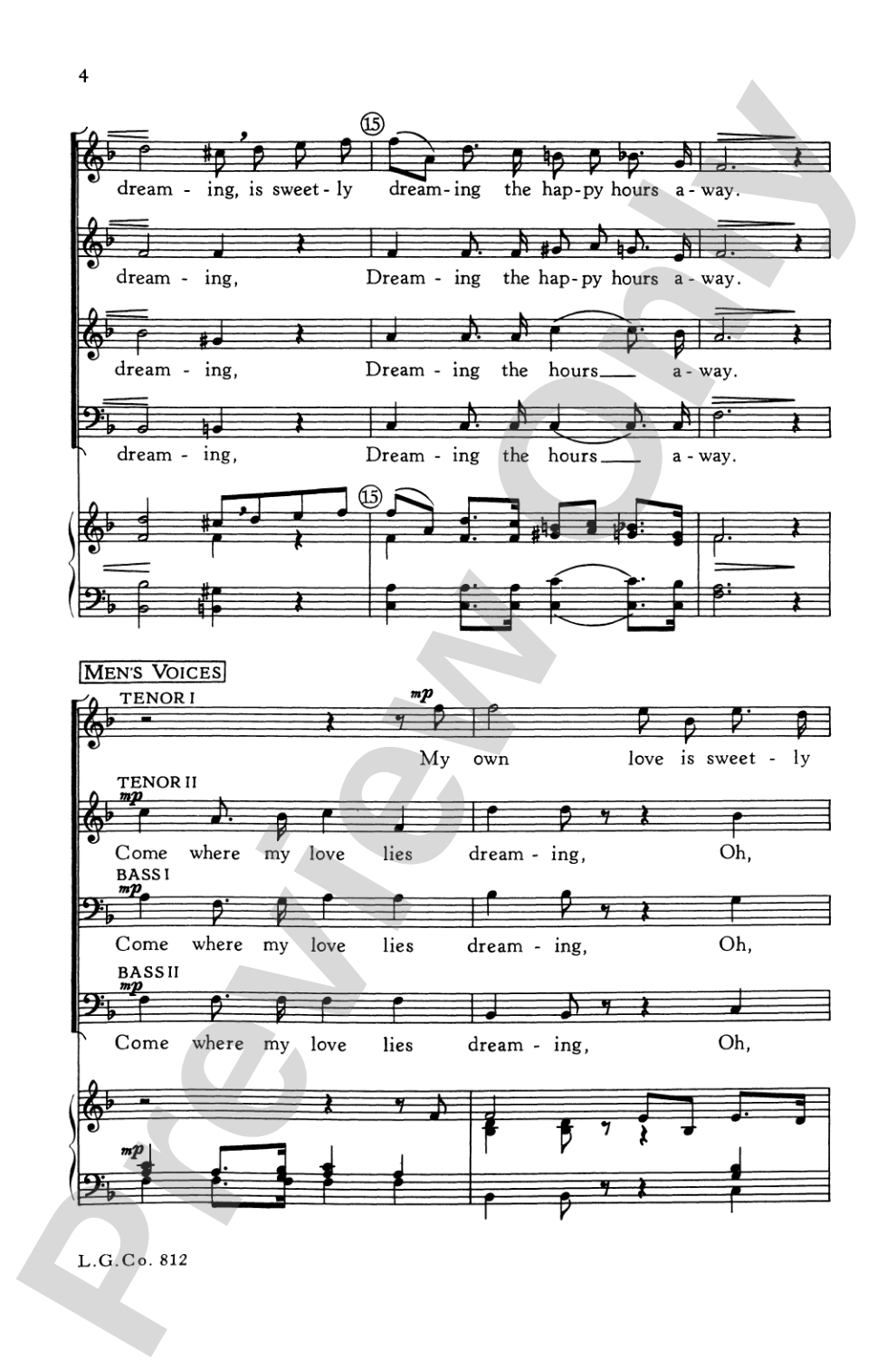 Come Where My Love Lies Dreaming: SATB Choral Octavo