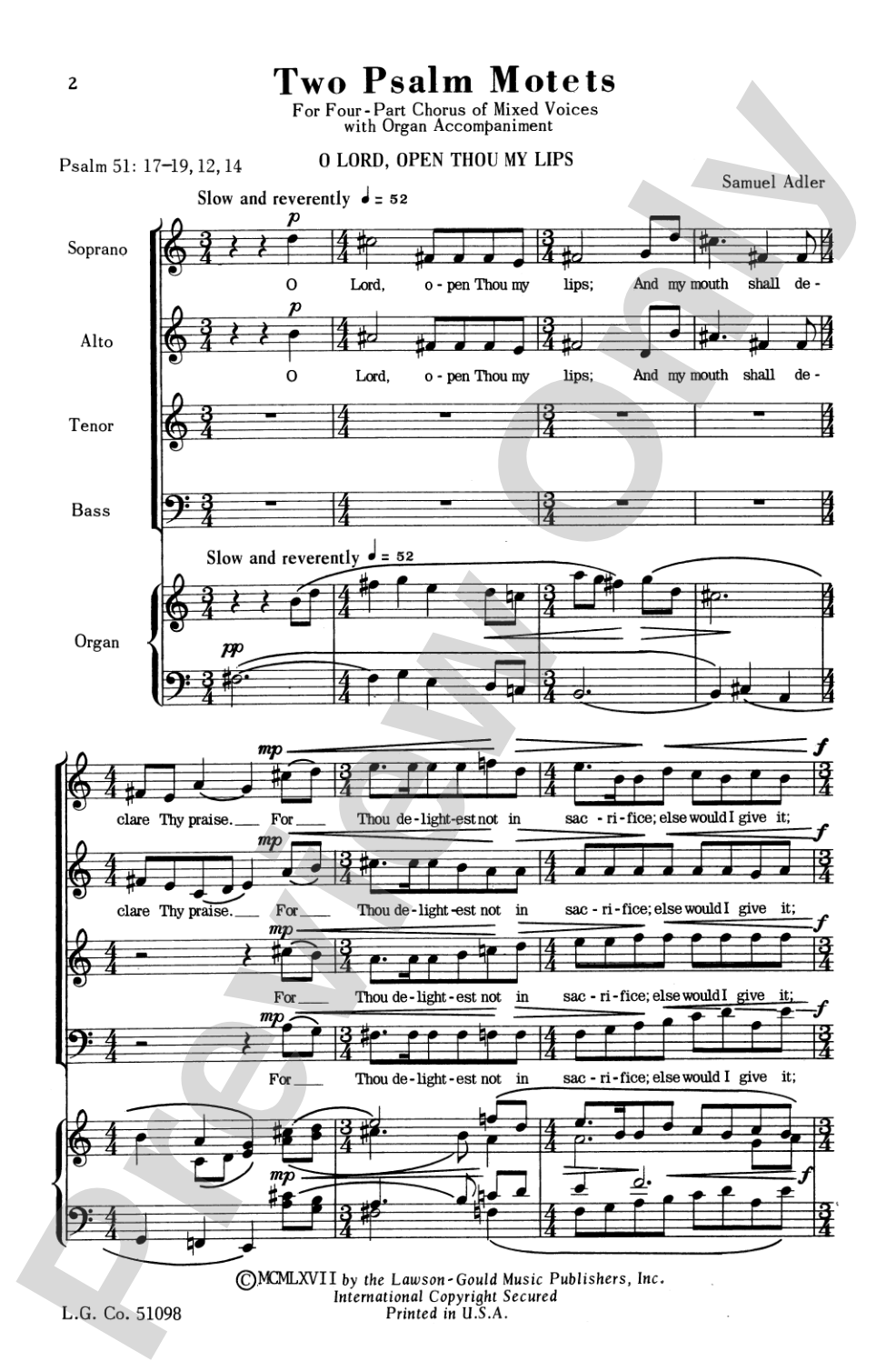 Two Psalm Motets: SATB Choral Octavo