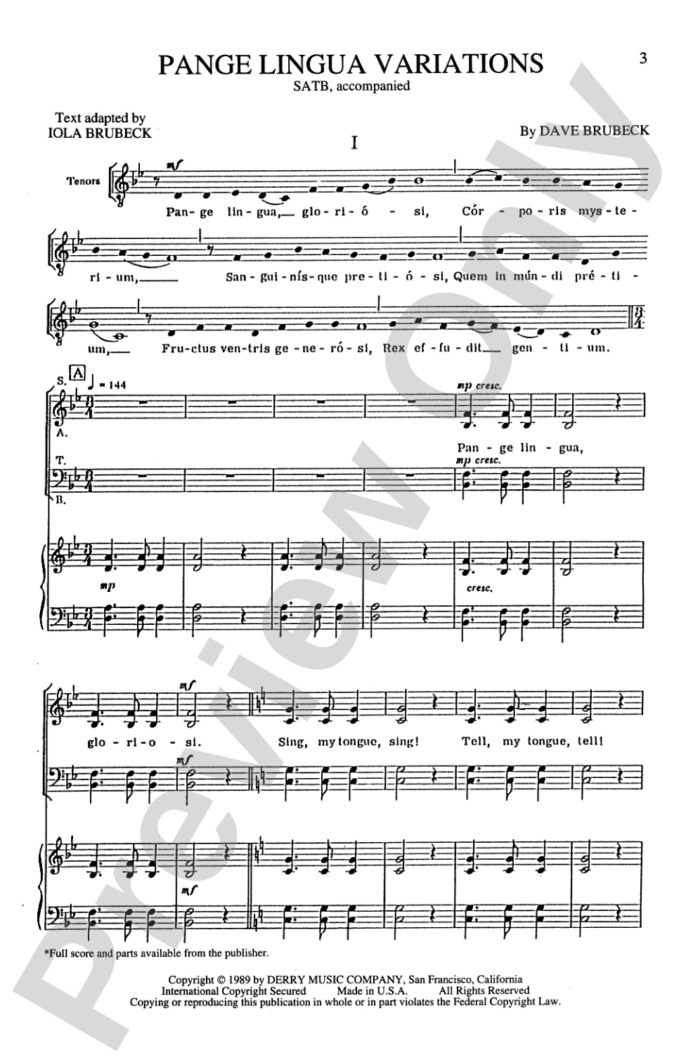 Pange Lingua Variations: SATB Choral