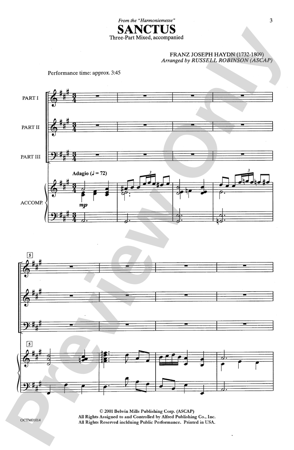 Sanctus: 3-Part Mixed Choral Octavo