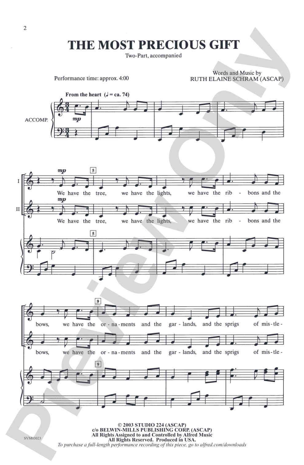 The Most Precious Gift: 2-Part Choral Octavo