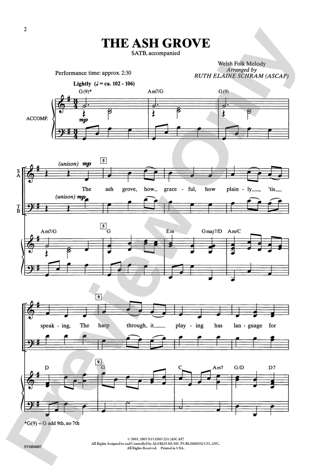 The Ash Grove: SATB Choral Octavo