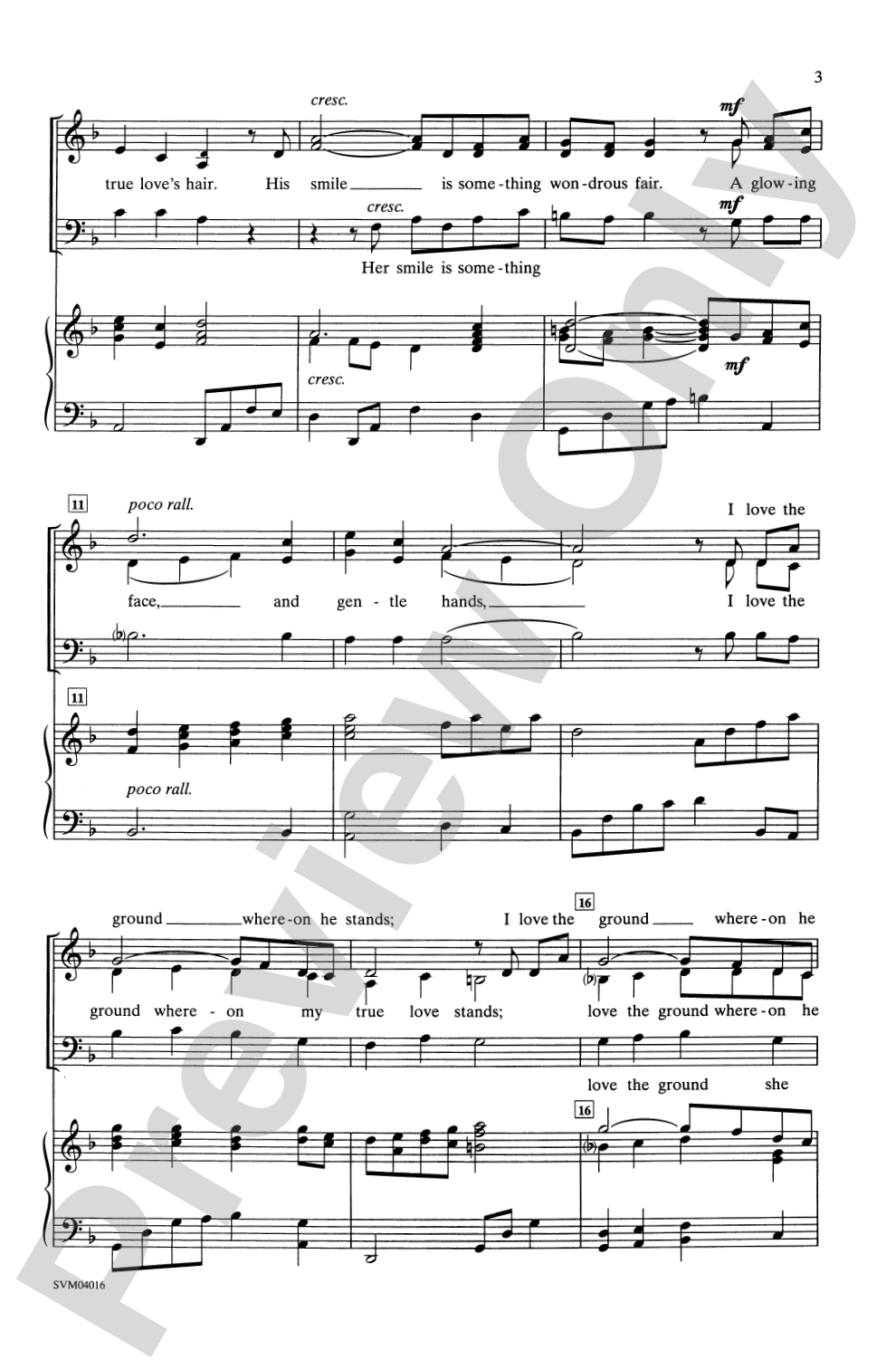 Black Is the Color of My True Love's Hair: 3-Part Mixed Choral Octavo