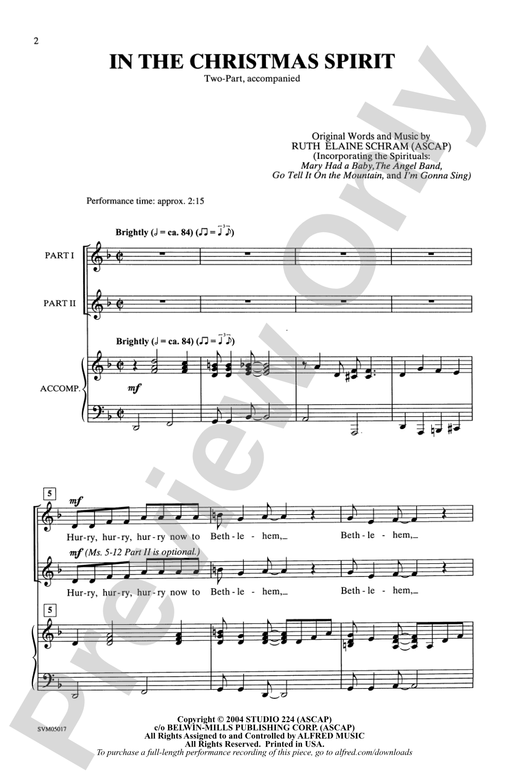 In the Christmas Spirit: 2-Part Choral Octavo