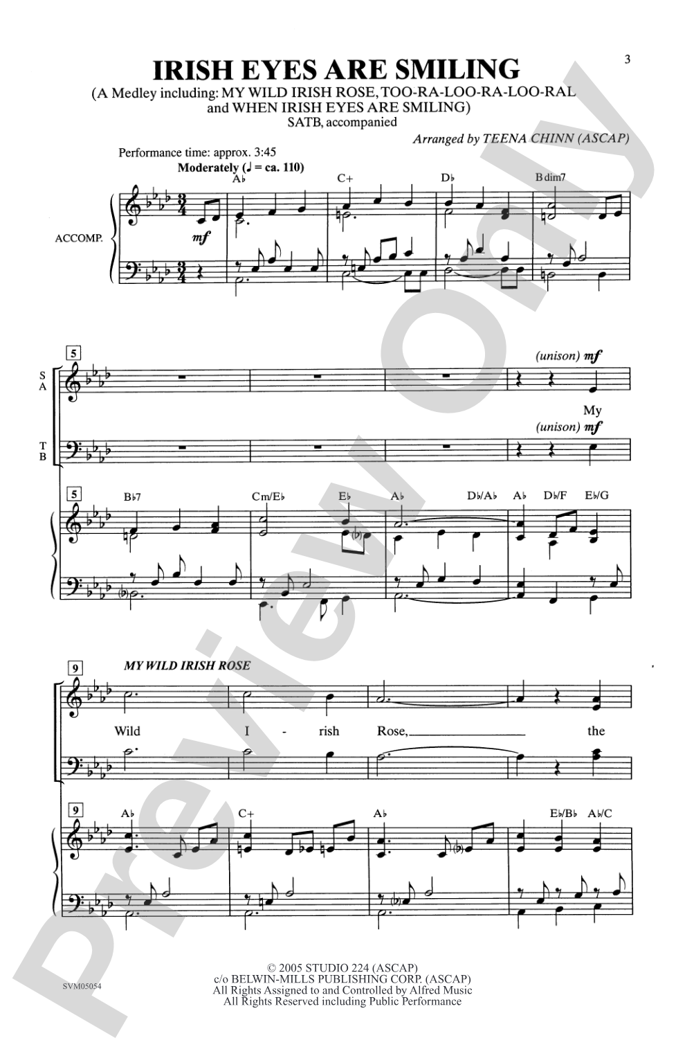 Irish Eyes Are Smiling: SATB Choral Octavo