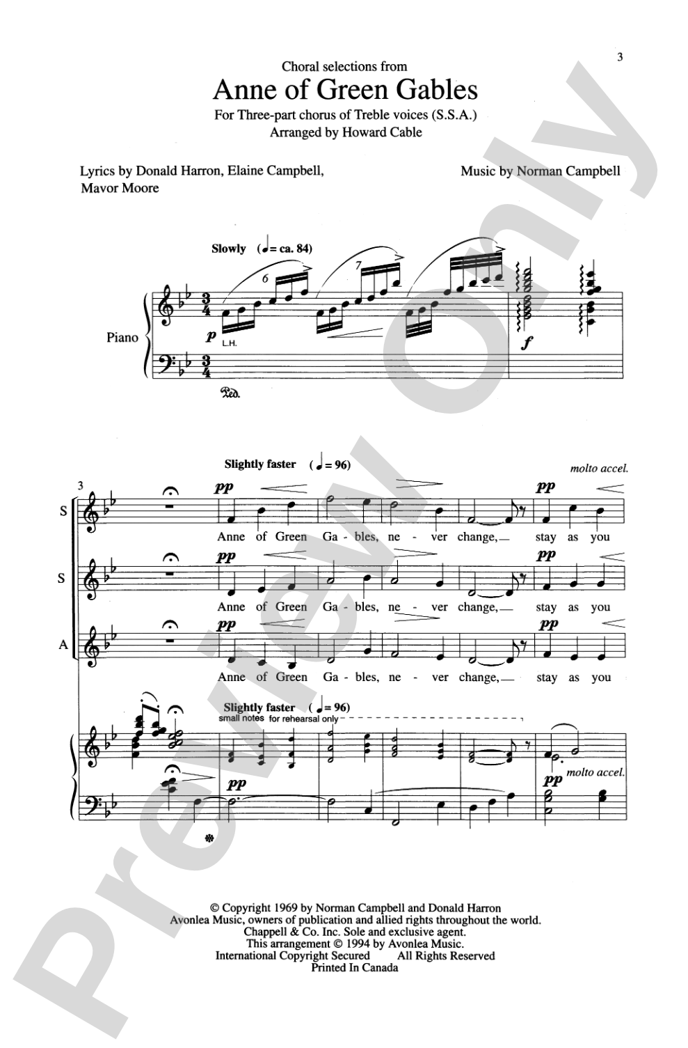 Anne of Green Gables: SSA Choral Octavo