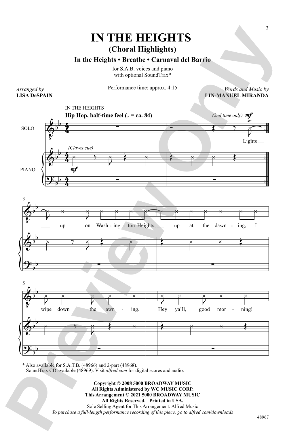 In the Heights (Choral Highlights): SAB Choral Octavo