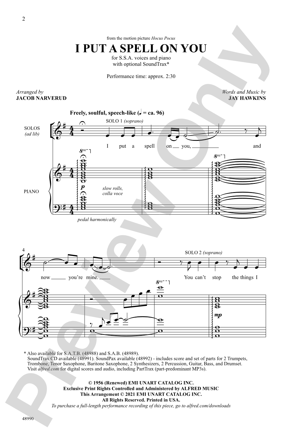 I Put a Spell on You: SSA Choral Octavo