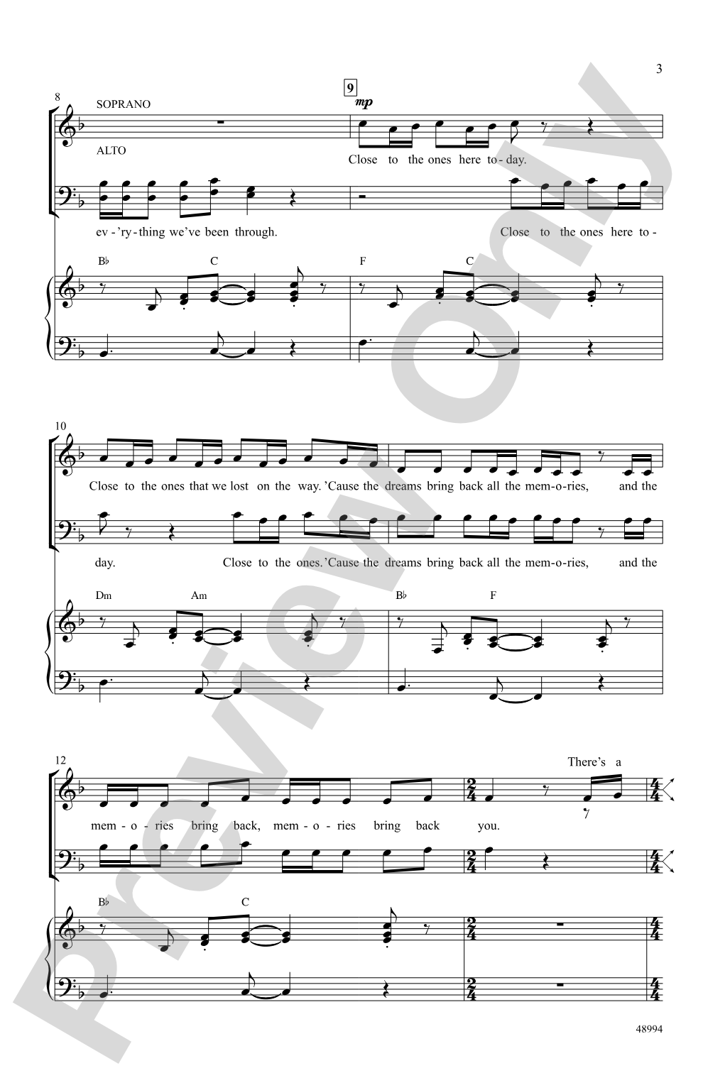 Memories: SATB Choral Octavo