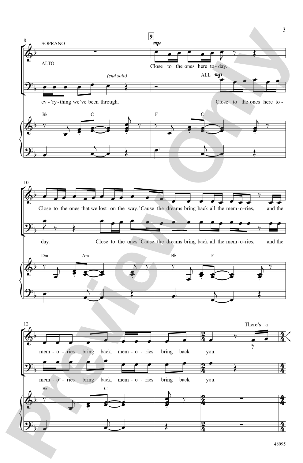 Memories: SAB Choral Octavo