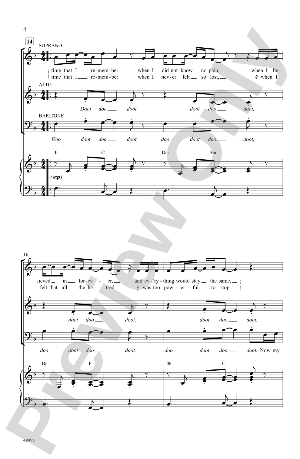 Memories: SAB Choral Octavo