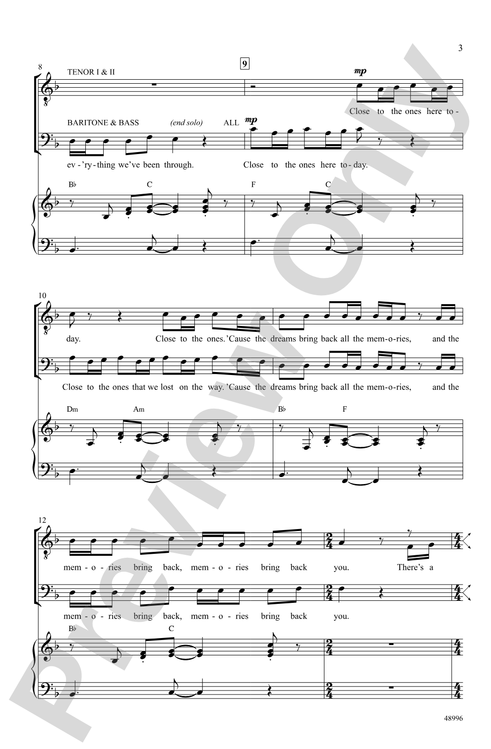Memories: TTBB Choral Octavo