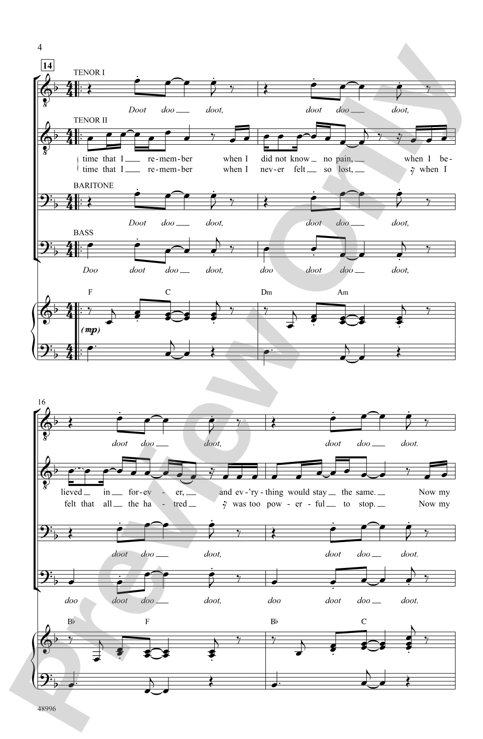Memories: TTBB Choral Octavo