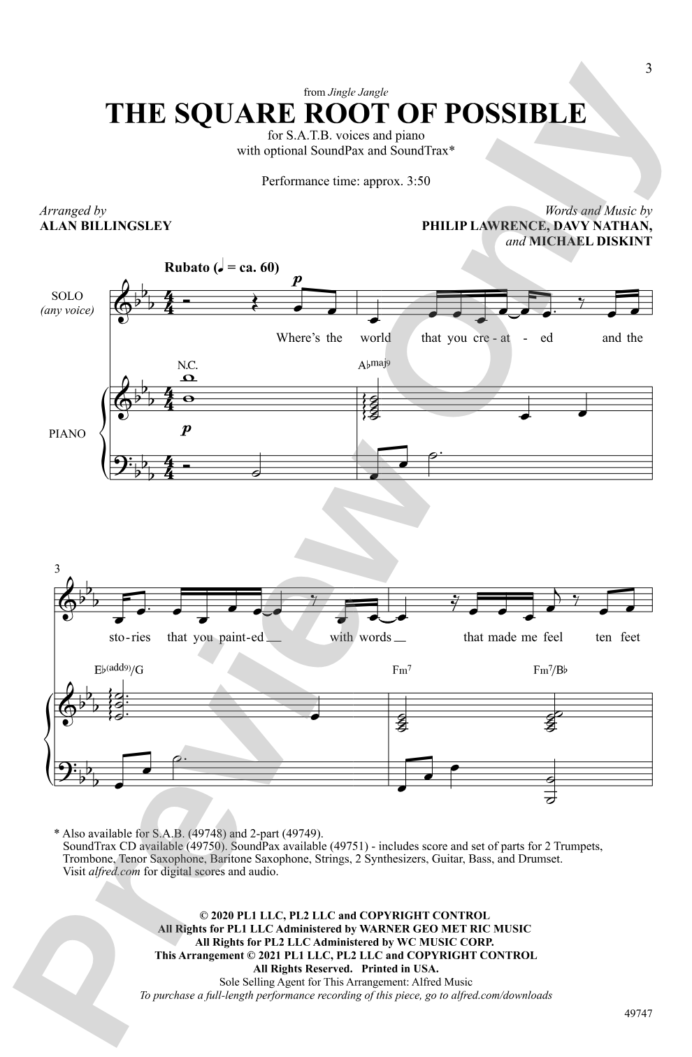 The Square Root of Possible: SATB Choral Octavo