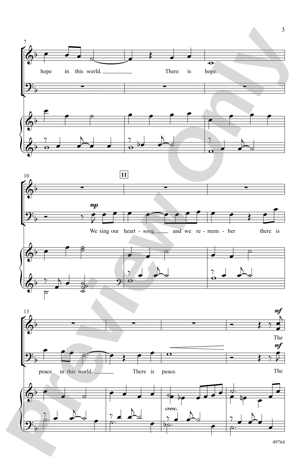 A Light of Hope, A Song of Peace: 3-Part Mixed Choral Octavo