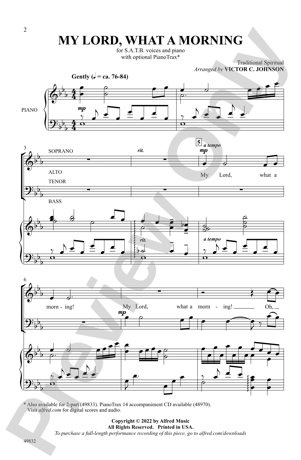 My Lord, What a Morning: SATB Choral Octavo