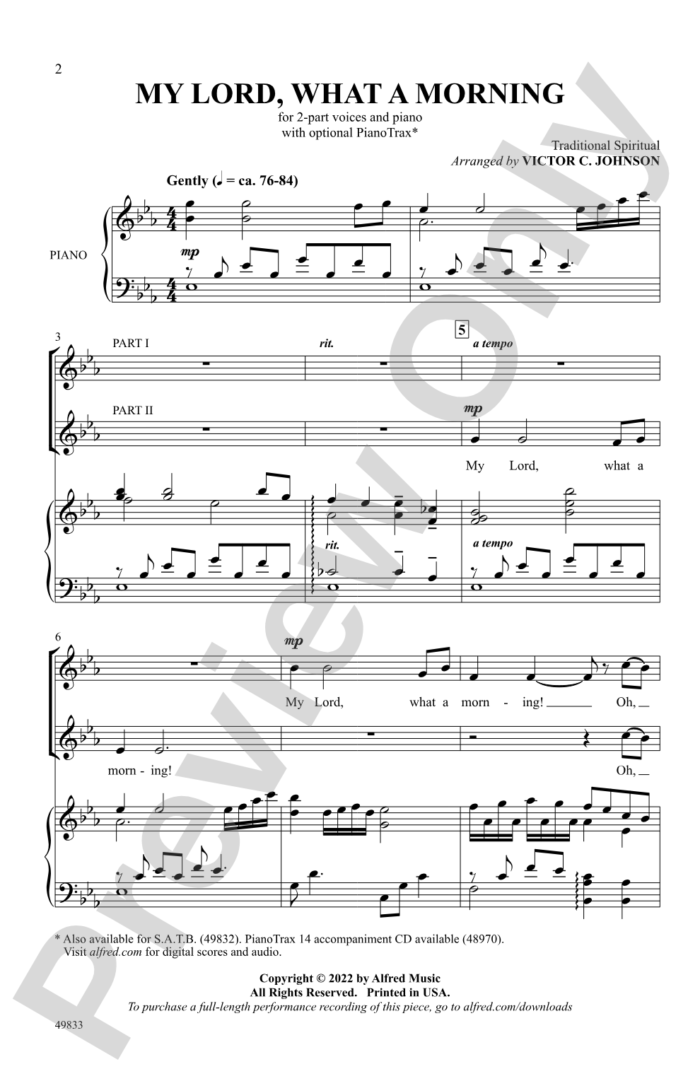 My Lord, What a Morning: 2-Part Choral Octavo