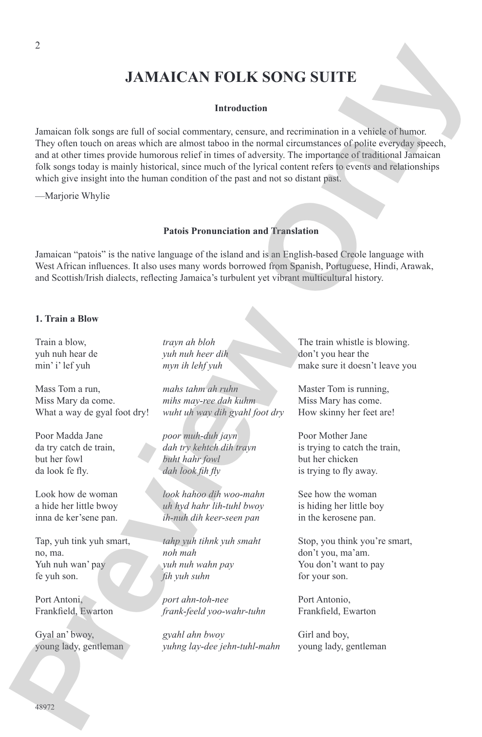 Jamaican Folk Song Suite: SATB Choral Octavo