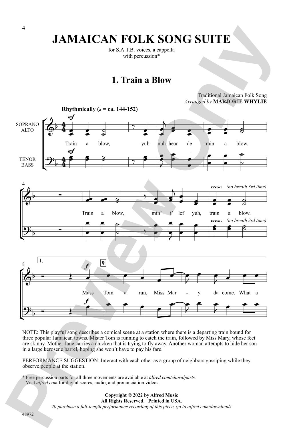Jamaican Folk Song Suite: SATB Choral Octavo