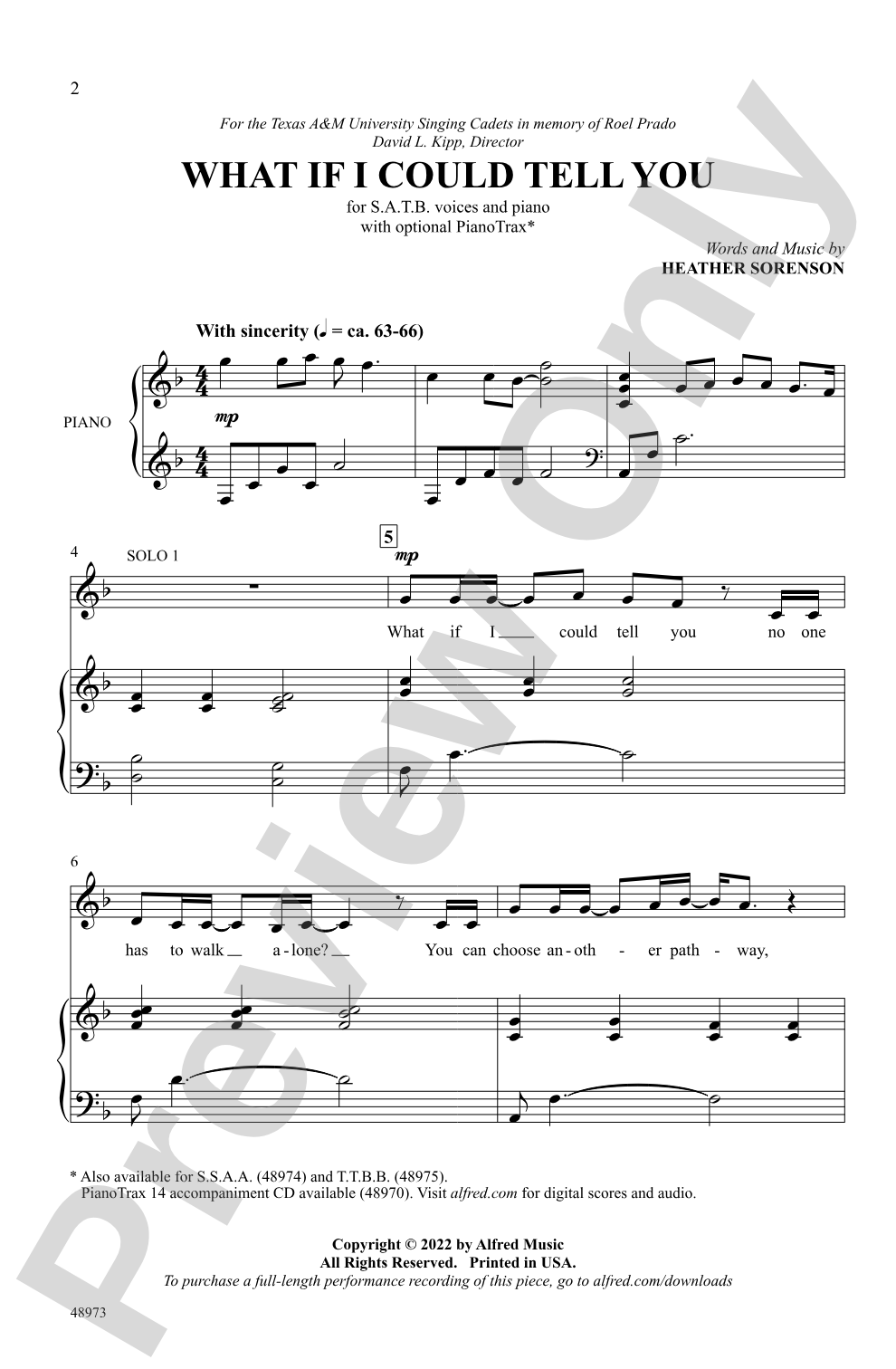 What If I Could Tell You: SATB Choral Octavo