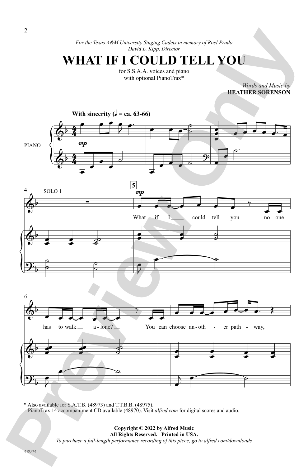 What If I Could Tell You: SSAA Choral Octavo