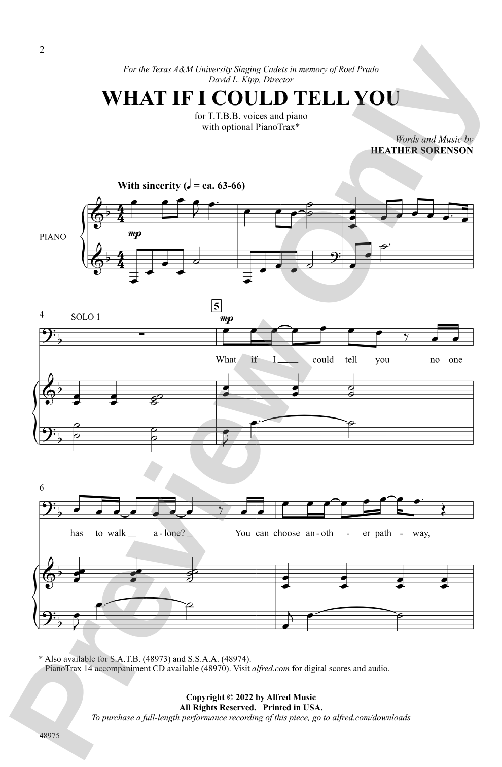 What If I Could Tell You: TTBB Choral Octavo
