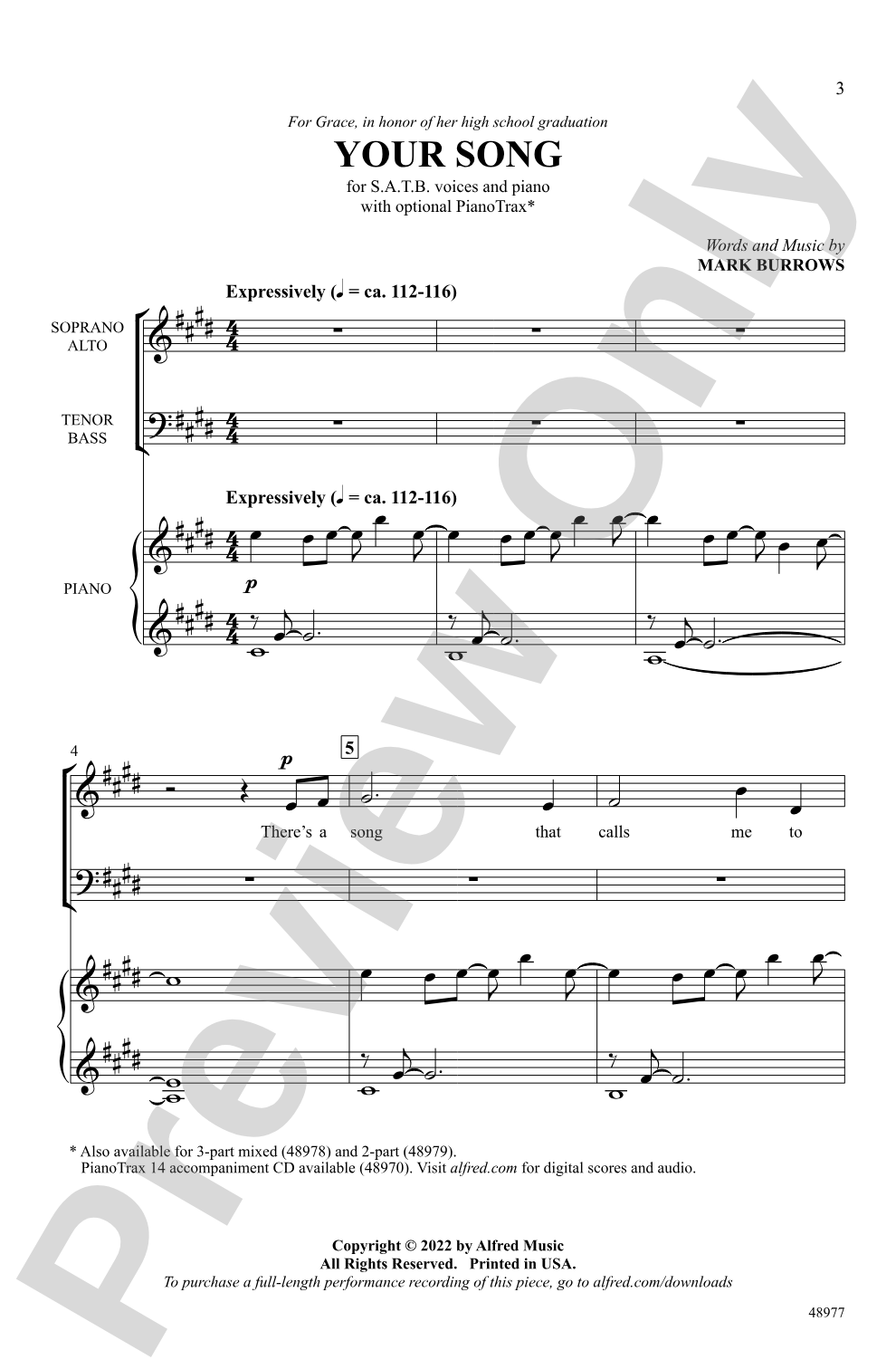 Your Song: SATB Choral Octavo