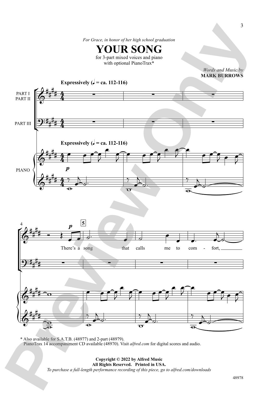 Your Song: 3-Part Mixed Choral Octavo