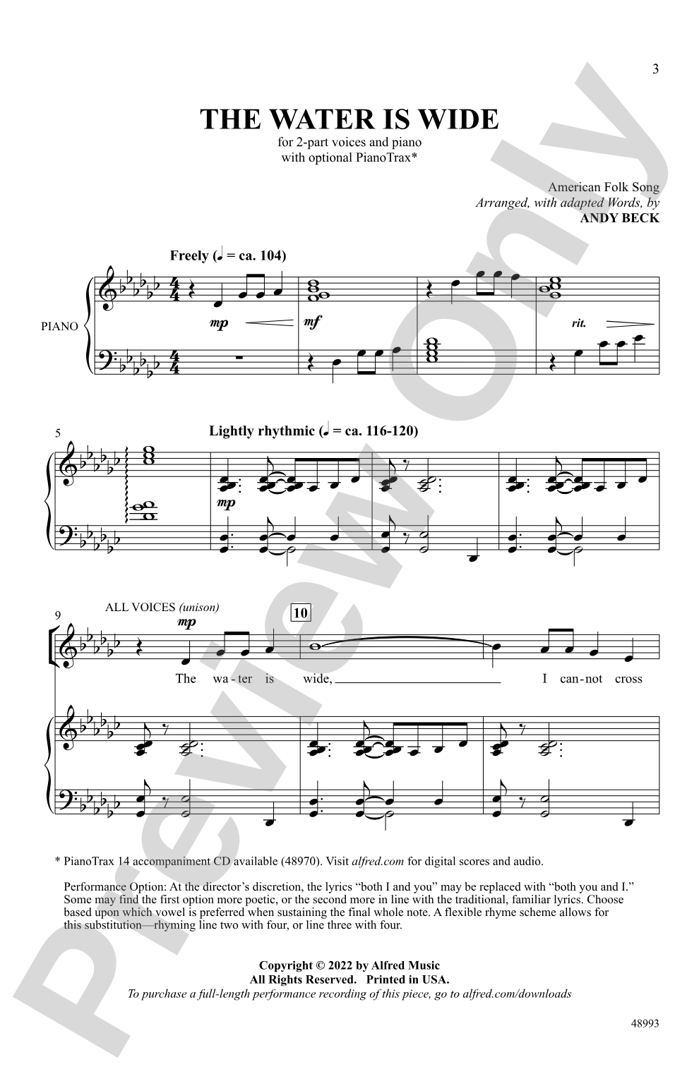 The Water Is Wide: 2-Part Choral Octavo