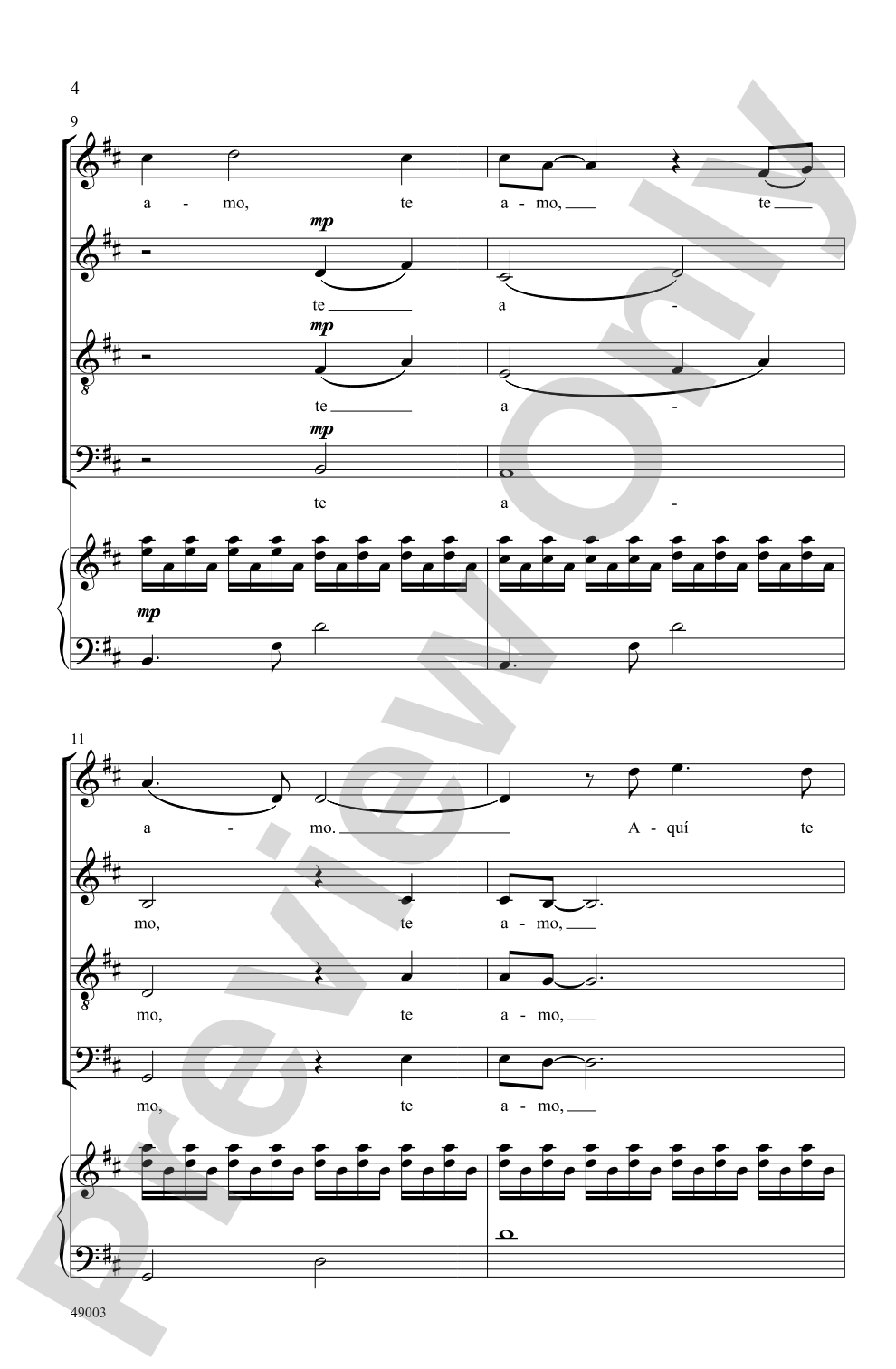 Aquí Te Amo: SATB Choral Octavo