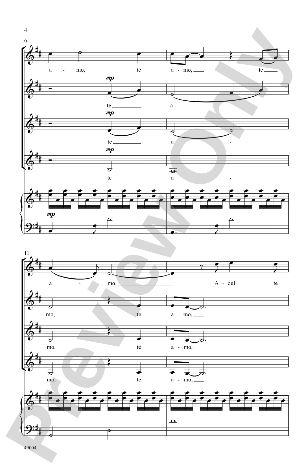 Aquí Te Amo: SSAA Choral Octavo