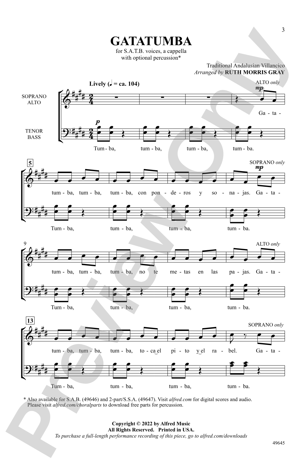 Gatatumba: SATB Choral Octavo