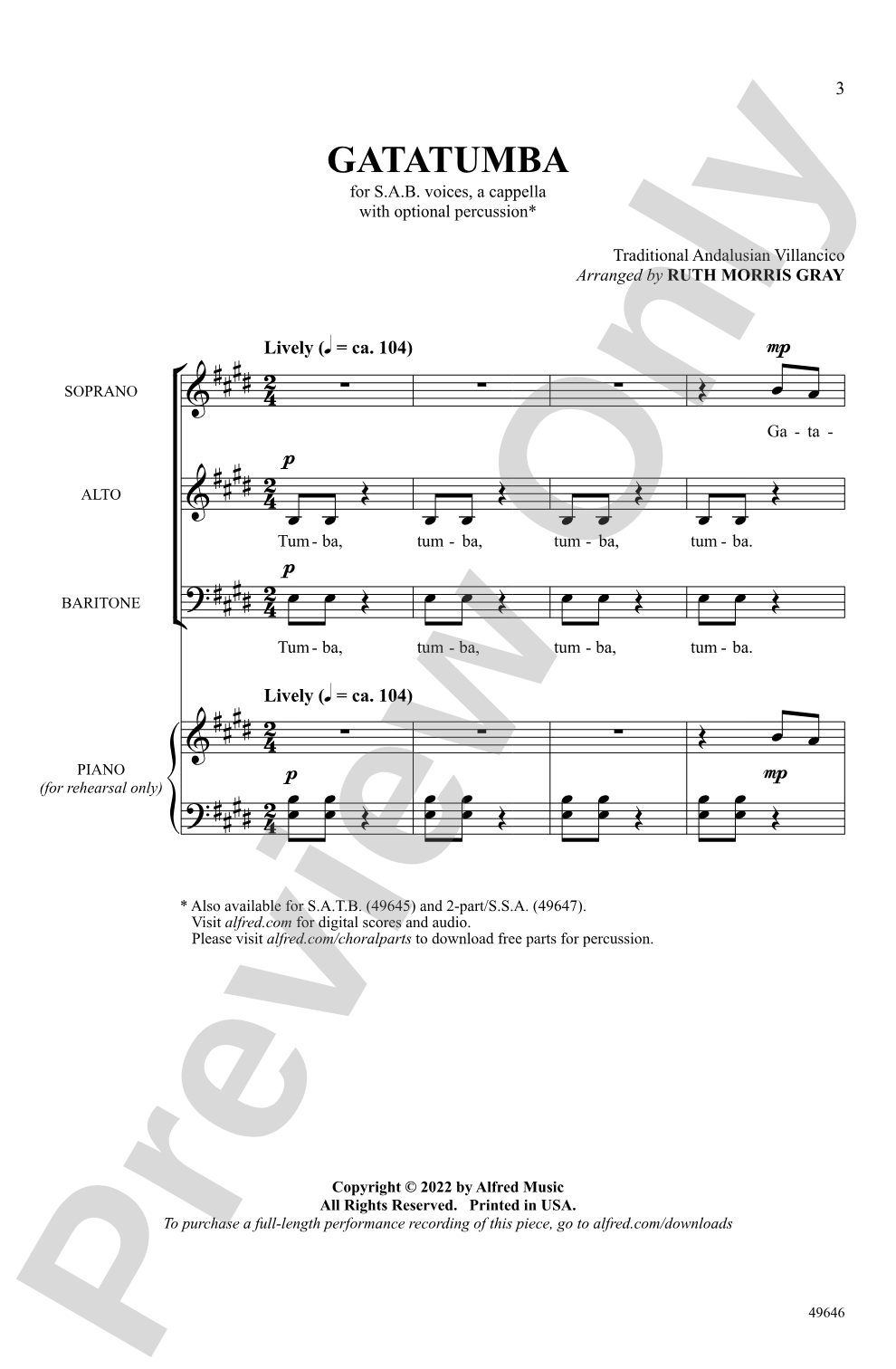 Gatatumba: SAB Choral Octavo