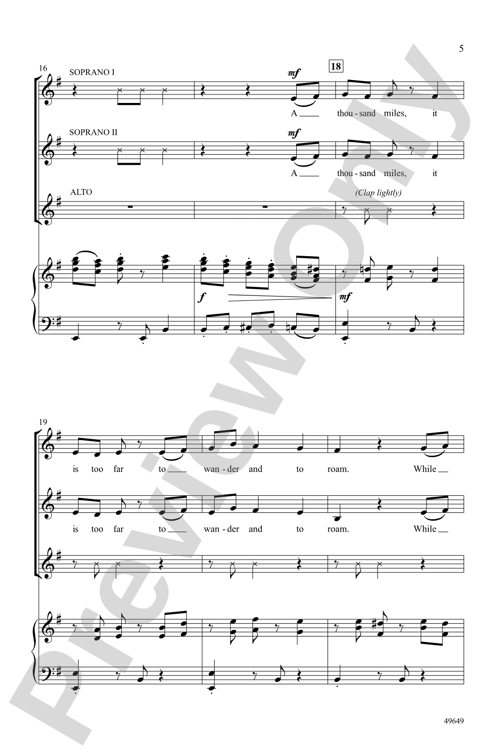 Ten Thousand Miles: SSA Choral Octavo