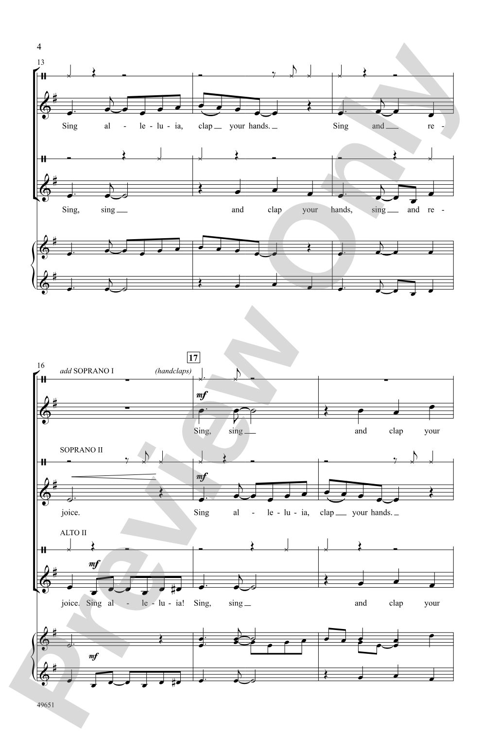Sing Alleluia, Clap Your Hands: SSAA, <I>a cappella</I> Choral Octavo