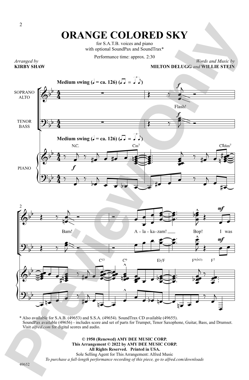 Orange Colored Sky: SATB Choral Octavo