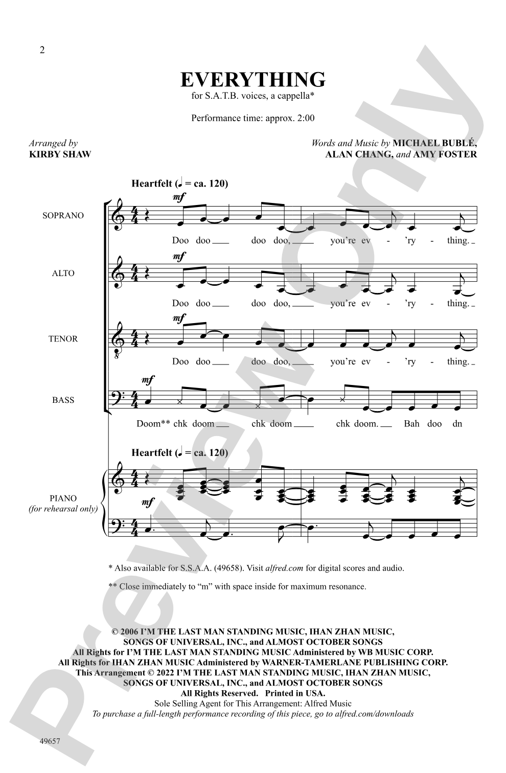 Everything: SATB, <i>a cappella</i> Choral Octavo
