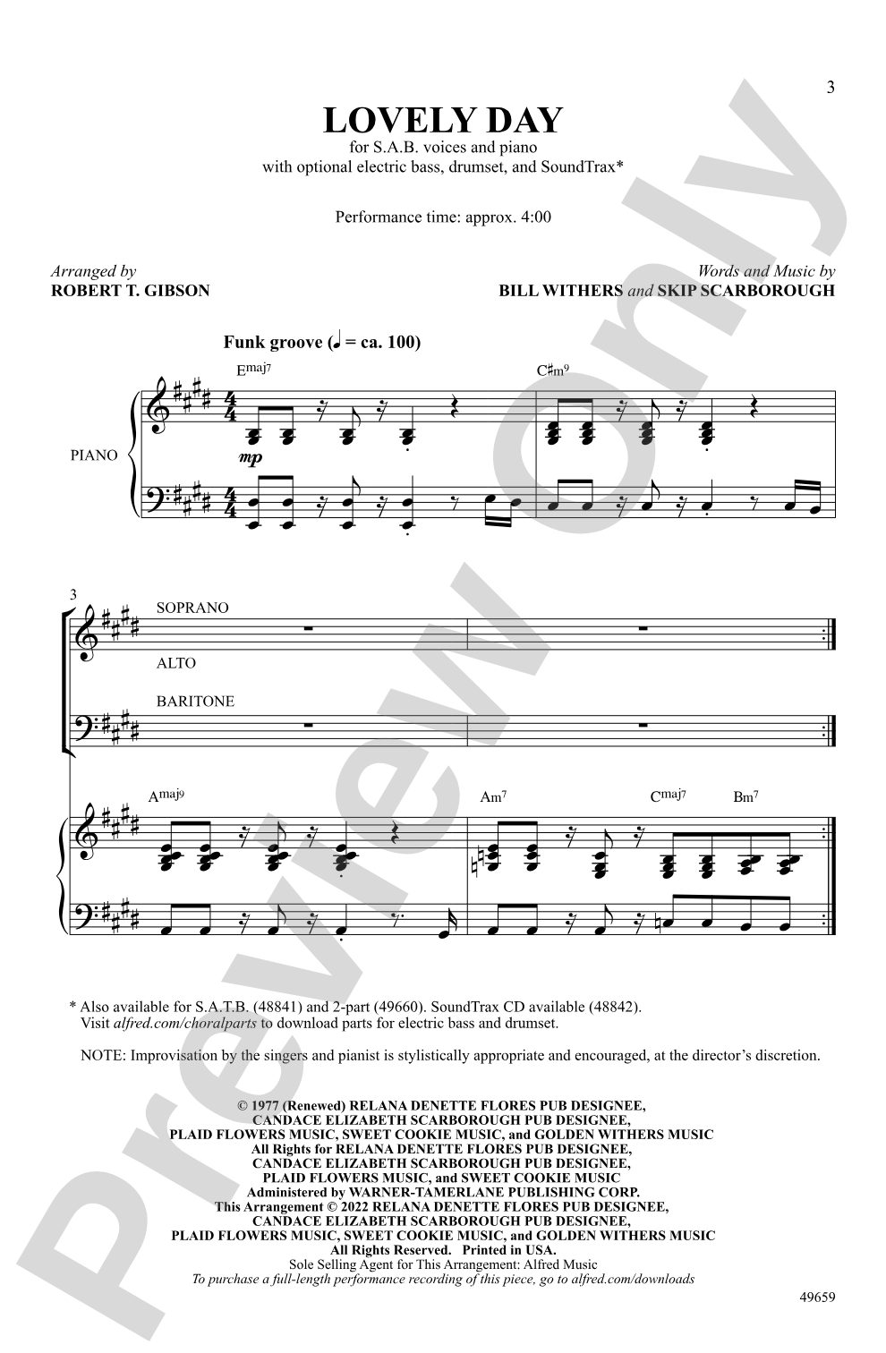 Lovely Day: SAB Choral Octavo