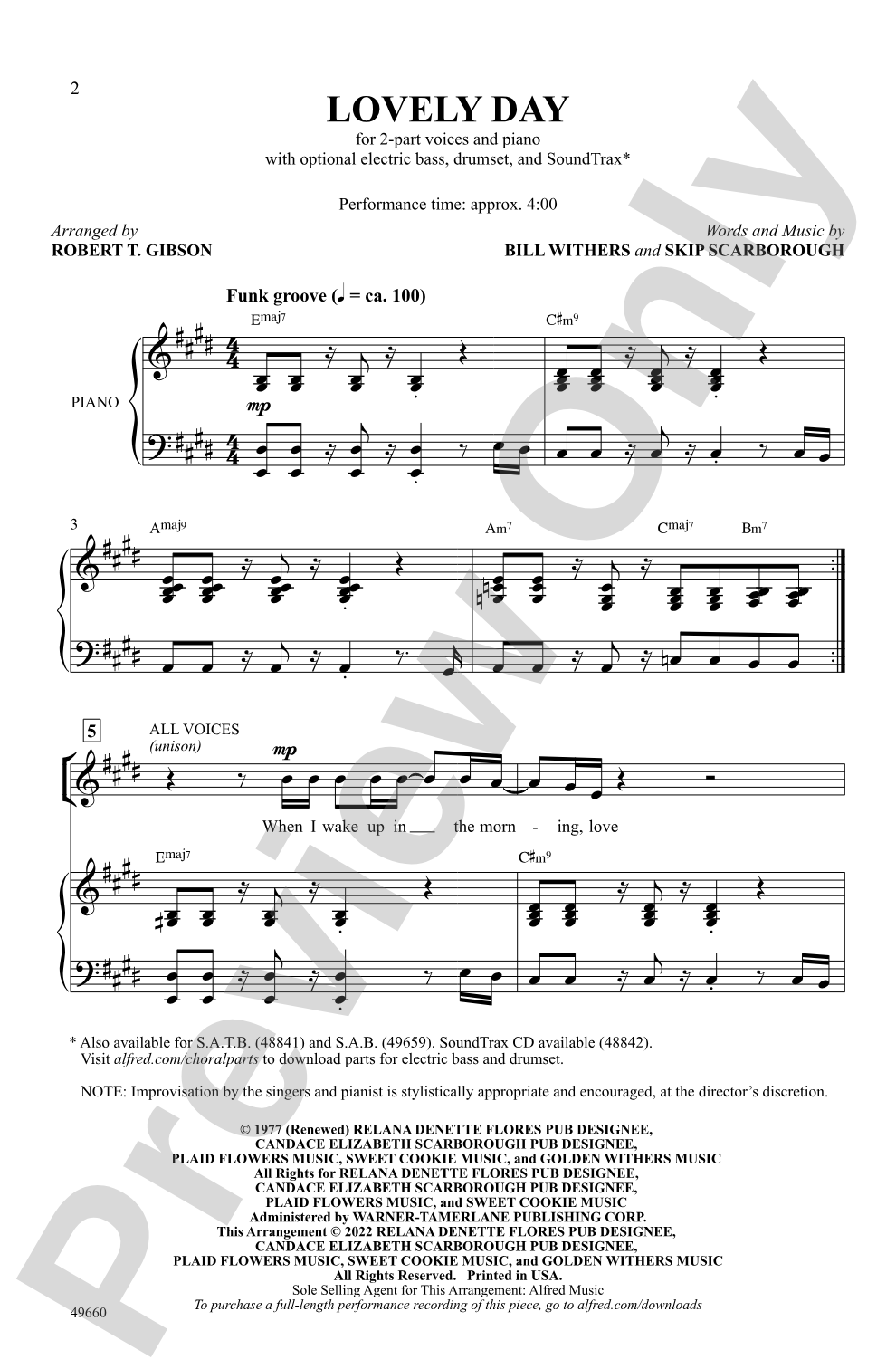 Lovely Day: 2-Part Choral Octavo