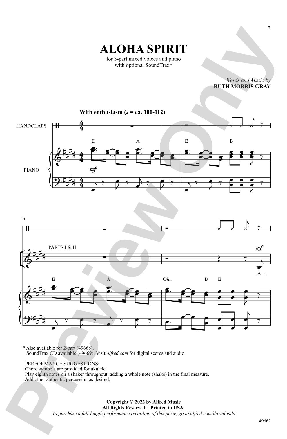 Aloha Spirit: 3-Part Mixed Choral Octavo