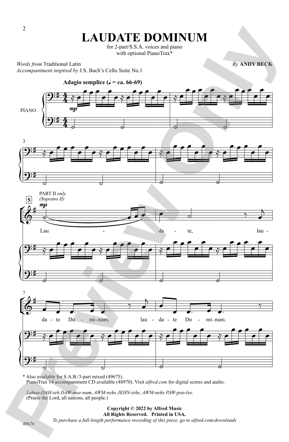 Laudate Dominum: 2-Part / SSA Choral Octavo