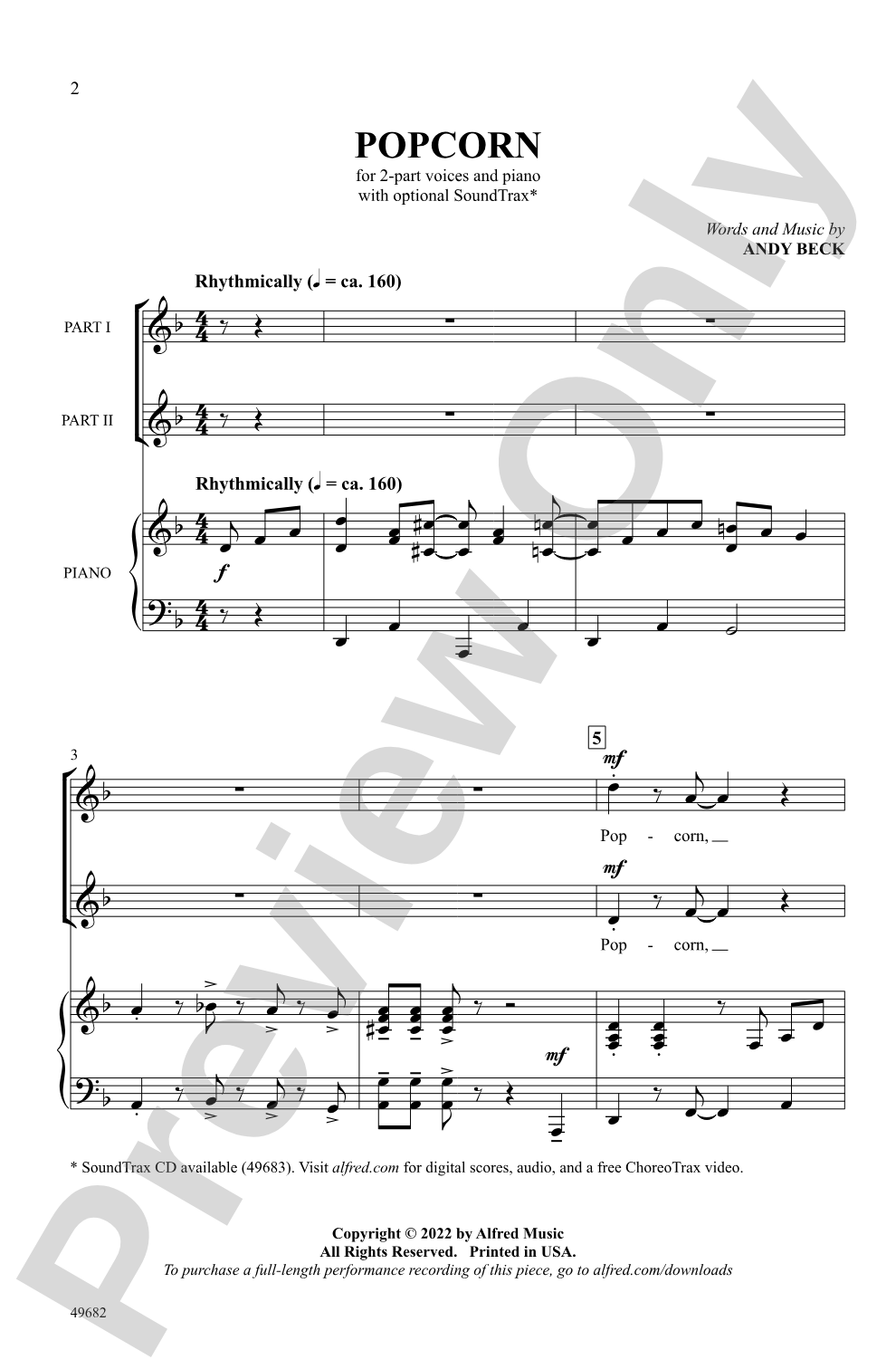 Popcorn: 2-Part Choral Octavo