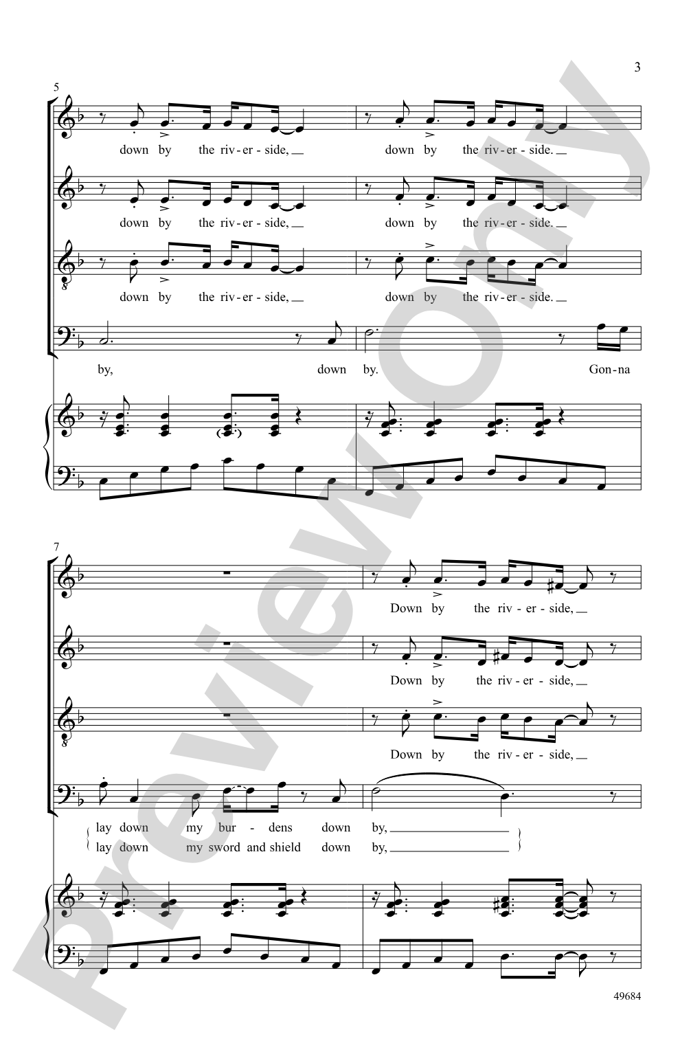 Down by the Riverside: SATB Choral Octavo